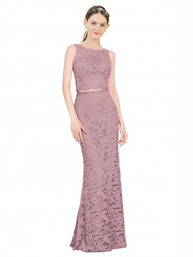 Best Sleeveless Crop Top High Neck Mermaid Lace Bridesmaid Dress / Prom Dress