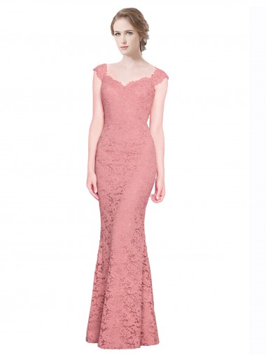 Best Sweetheart Mermaid Long Lace Bridesmaid Dress / Prom Dress with Wide Straps