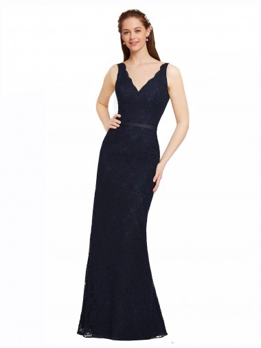Best Lace Bridesmaid Dress with Satin Waistband and Open Back