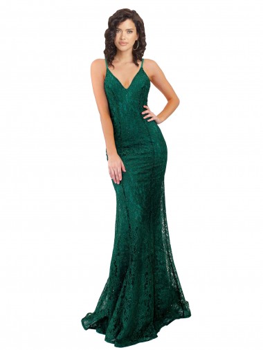 Best Black Tie Sleek Fishtail Shaped Long Lace Bridesmaid Dress / Prom Dress