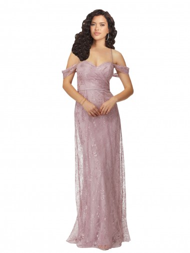 Best Sweetheart Chantilly Lace Bridesmaid Dress with Off the Shoulder Sleeves