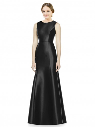 Best Full Length Mermaid Long Satin Bridesmaid Dress with Keyhole Back