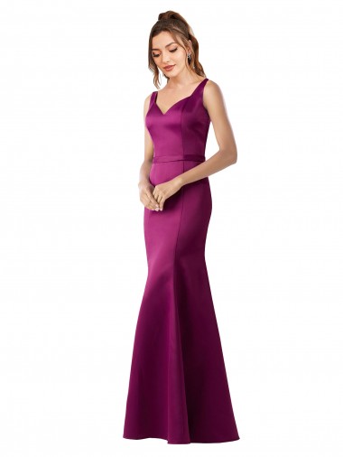 Best Fitted Sexy Open Back Formal Satin Bridesmaids Dress with Floral Details