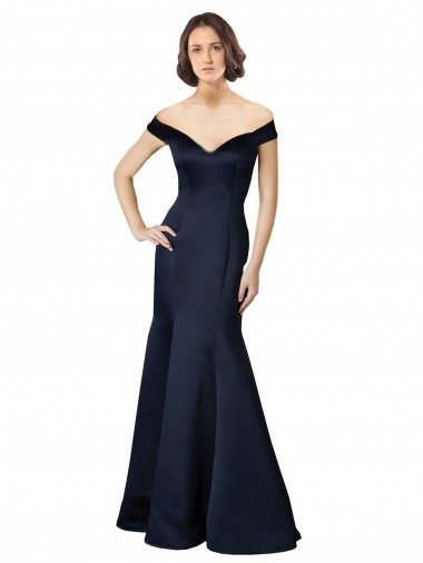 Best Fit and Flare Satin Bridesmaid Dress / Prom Dress with Off the Shoulder Neckline