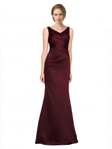 Best Figure Shaping Formal Satin Bridesmaid Dress / Prom Dress with Structured Pleats