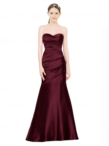 Best Mermaid Sweetheart Soft Formal Satin Bridesmaid Dress / Prom Dress with Pleats