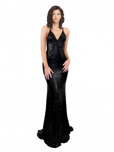 Best Sleek Fishtail Shaped Open Back Formal Sequin Bridesmaid Dress / Prom Dress