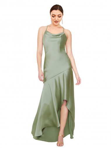 Best Formal Silky Satin Bridesmaid Dress / Prom Dress with Bias Cut Skirt