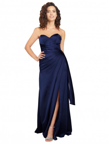 Best Floor Length Wrap Skirt Formal Silky Satin Bridesmaid Dress / Prom Dress