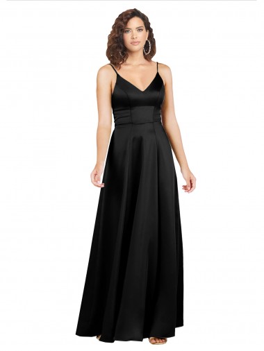 Best Formal Silky Satin Floor-Length Long Bridesmaid Dress / Prom Dress with V-Neckline