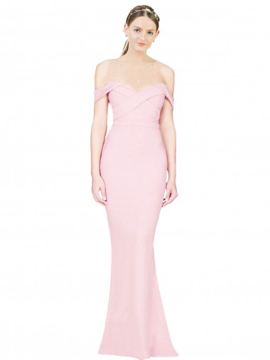 Best Full Length Off the Shoulder Bridesmaid Dress / Prom Dress with Twist Front