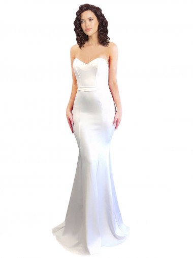 Best Sweetheart Strapless High Neck Long Formal Crepe Bridesmaid Dress / Prom Dress