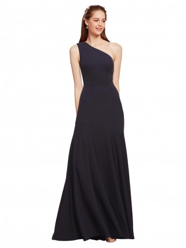 Best Fit and Flare Formal Crepe Bridesmaid Dress / Prom Dress with One Shoulder