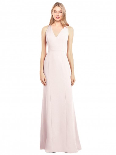 Best V-Neck Keyhole Back Crepe Trumpet Bridesmaid Dress / Prom Dress