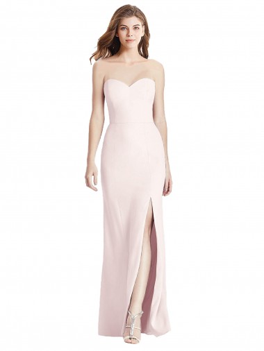 Best Strapless Crepe Trumpet Bridesmaid Dress / Prom Dress with Front Slit