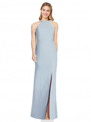Best High Neck Backless Formal Crepe Trumpet Bridesmaid Dress