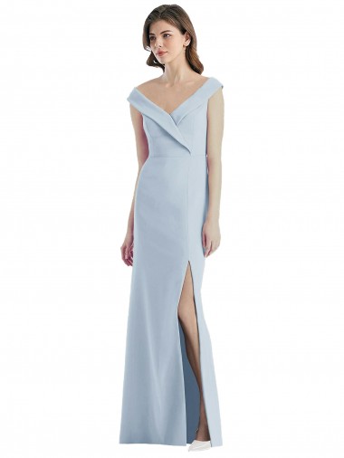 Best Romantic Off the Shoulder Long Maxi Bridesmaid Dress with Side Slit
