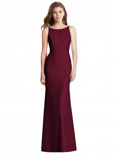 Best Open Cowl Back Bateau Neck Trumpet Bridesmaid Dress