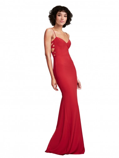 Best Spaghetti Strap Slip Neckline Formal Crepe Bridesmaid Dress / Prom Dress