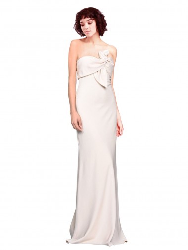 Best Strapless Crepe Fitted Bridesmaid Dress / Prom Dress with Twist Bow
