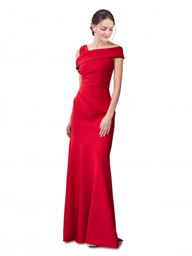 Best Sleeveless Ruched Formal Crepe Mermaid Bridesmaid Dress / Prom Dress with Off The Shoulder Detail
