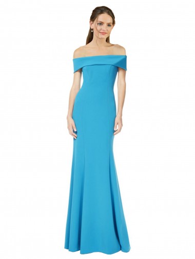 Best Off the Shoulder Formal Crepe Bridesmaid Dress / Prom Dress with Fitted Silhouette