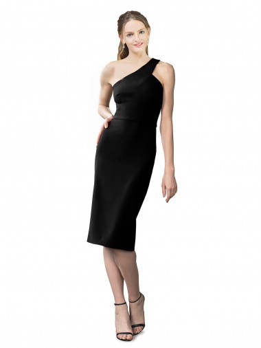 Best One Shoulder Short Formal Crepe Cocktail Length Bridesmaid Dress / Prom Homecoming Dress