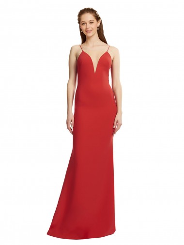 Best Mermaid Plunging V-Neck Formal Crepe Bridesmaid Dress / Prom Dress with Wide Open Back