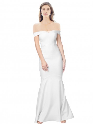 Best Mermaid Off the Shoulder Long Formal Crepe Bridesmaid Dress / Prom Dress with Low Back