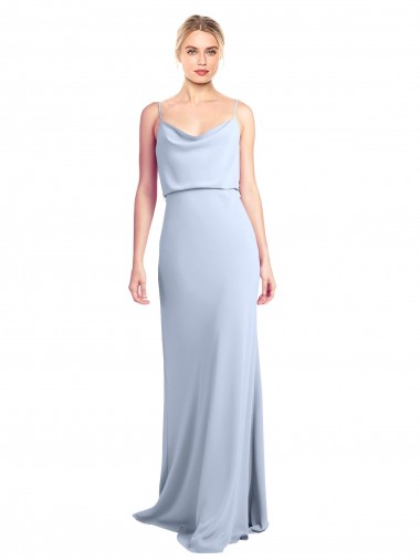 Best Feminine Cowl Neck Slim Floor Length Stretch Formal Crepe Bridesmaid Dress / Prom Dress