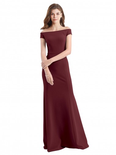 Best Off the Shoulder Fit and Flare Stretch Crepe Bridesmaid Dress / Prom Dress
