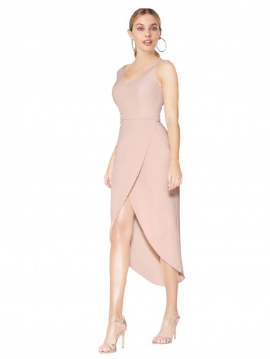 Best Knee Length Short Formal Crepe Bridesmaid Dress / Prom Dress