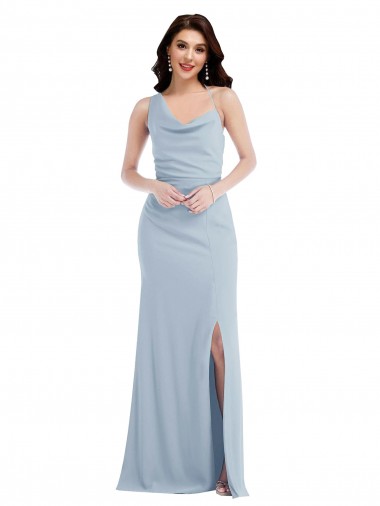 Best One Shoulder Draped Cowl Neck Maxi Bridesmaid Dress / Prom Dress