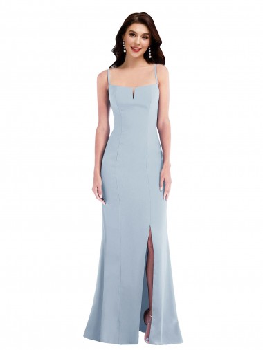 Best Flattering Trumpet Maxi Formal Crepe Bridesmaid Dress / Prom Dress with Front Slit
