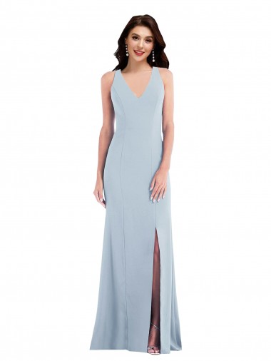 Best Criss Cross Cutout Back Maxi Bridesmaid Dress / Prom Dress with Front Slit