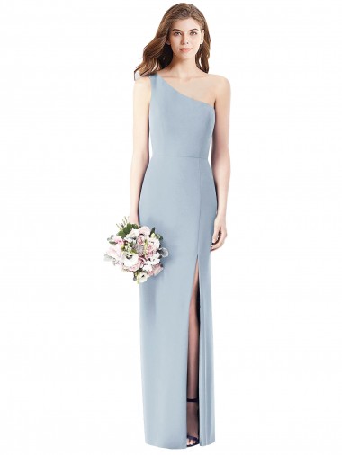 Best One Shoulder Crepe Trumpet Bridesmaid Dress / Prom Dress with Front Slit