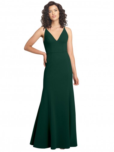 Best Form Fitting Stretch Formal Crepe A-Line Bridesmaid Dress / Prom Dress