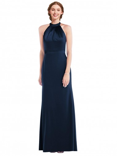 Best High Neck Open Back Long Maxi Bridesmaid Dress / Prom Dress