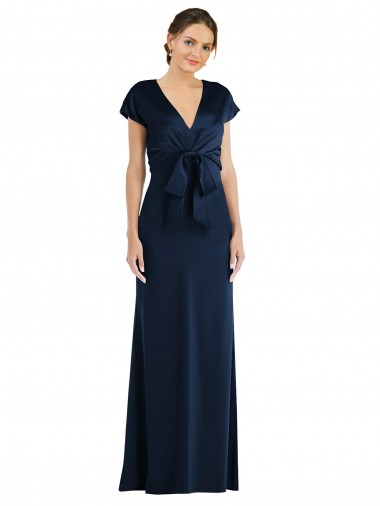 Best Soft Bow Blouson Bodice Trumpet Formal Crepe Bridesmaid Dress / Prom Dress