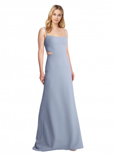 Best Feminine Scoop Neckline Long Crepe Slip Bridesmaid Dress / Prom Dress 