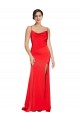 Low Back Cowl Neck Formal Stretch Satin Bridesmaid Dress / Prom Dress with High Side Slit