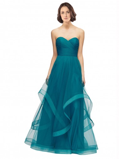 Best Sweetheart Tulle Bridesmaid Dress with Wide Waistband