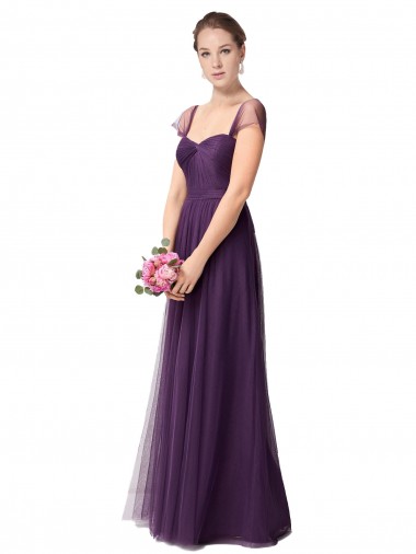 Best Full Length Long Tulle Bridesmaid Dress with Sweetheart Neckline