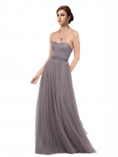 Best Strapless Tulle Bridesmaid Dress with Waistband