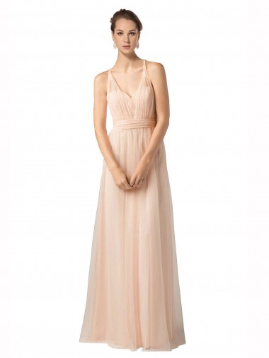 Best Sweetheart A-Line Tulle Bridesmaid Dress with Shirred Bodice