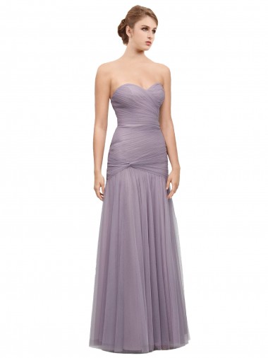 Best Draped Long Mermaid Sweetheart Tulle Bridesmaid Dress