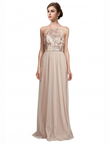 Best Sweetheart Tulle Bridesmaid Dress with High Neck Illusion Bodice