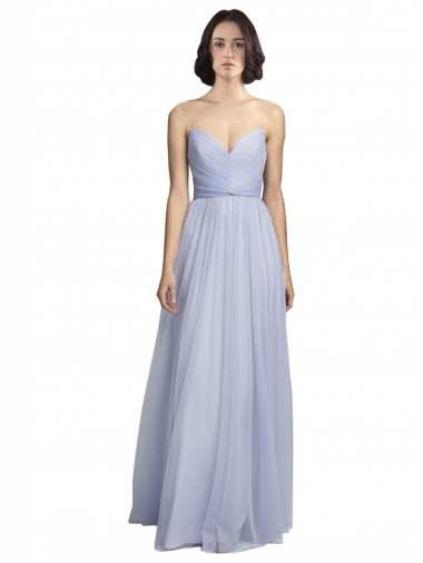 Best Spaghetti Strap Tulle Bridesmaids Dress with Ruched Bodice