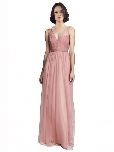 Best V-Neck Illusion Tulle Bridesmaids Dress