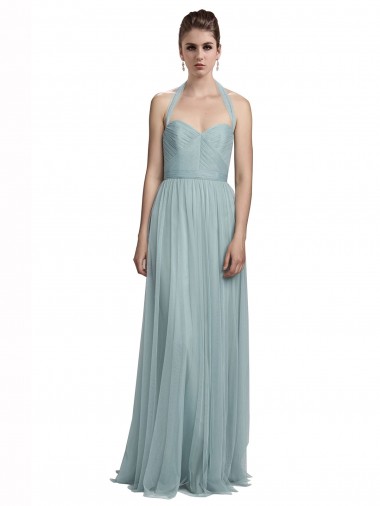 Best Halter Ruched Sweetheart Neckline Tulle Bridesmaid Dress
